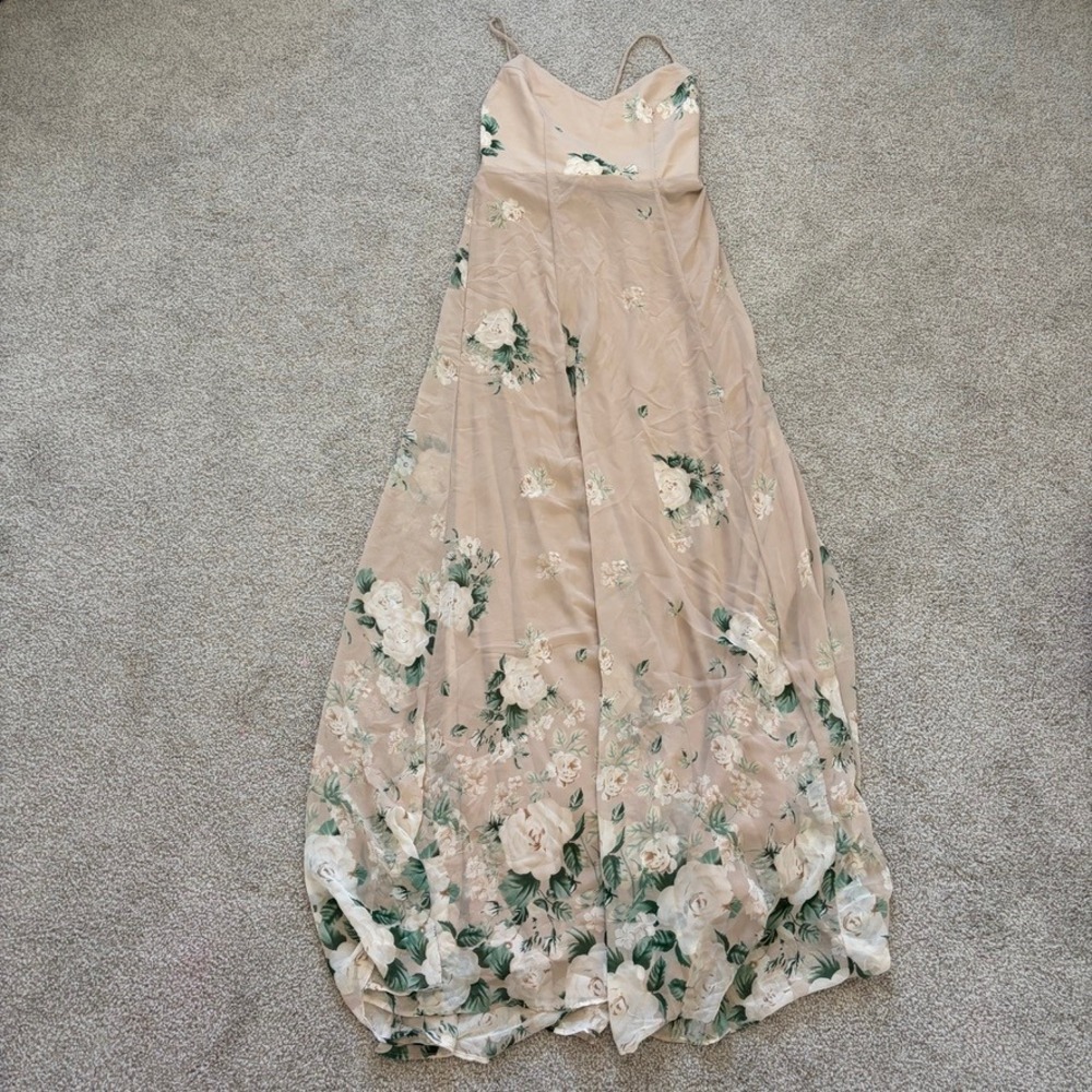 Show Me Your Mumu Godshaw Goddess Gown Dusty Pink Floral Maxi Dress Sz M Wedding